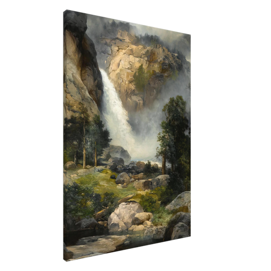 Thomas Moran - Cascade Falls, Yosemite Canvas - 20x30 cm / 8x12 inches-canvas