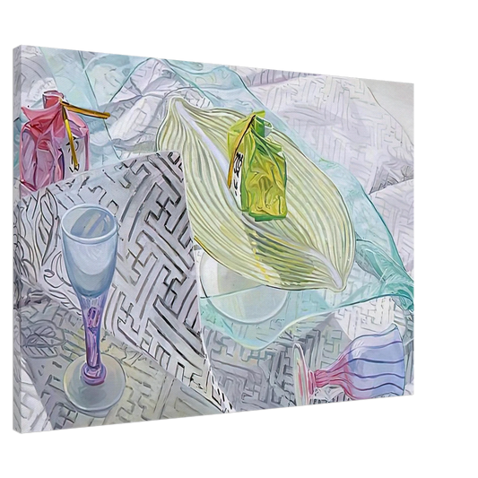 Janet Fish - DISHES FROM JAPAN 2003 Canvas - 20x30 cm / 8x12 inches-canvas