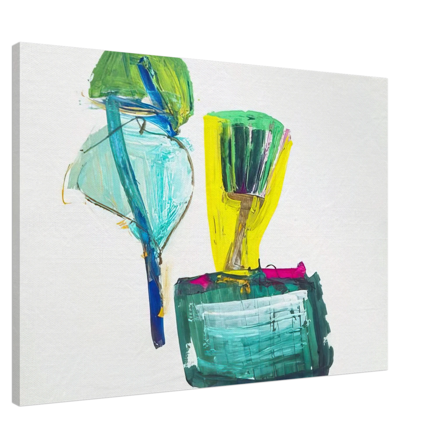 John Altoon - Untitled ABC with Yellow and Green - 1967 Canvas - 20x30 cm / 8x12 inches-canvas