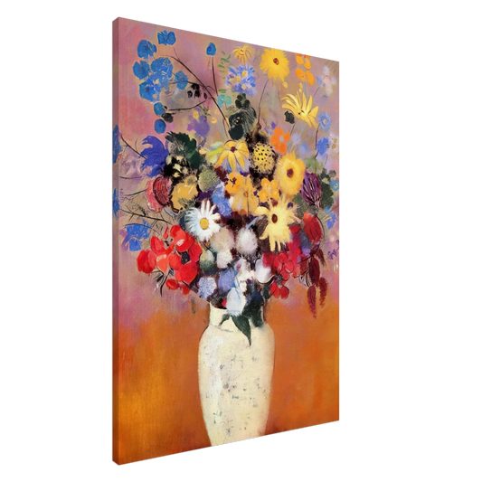 Odilon Redon - WHITE VASE WITH FLOWERS 1916 Canvas - 20x30 cm / 8x12 inches-canvas