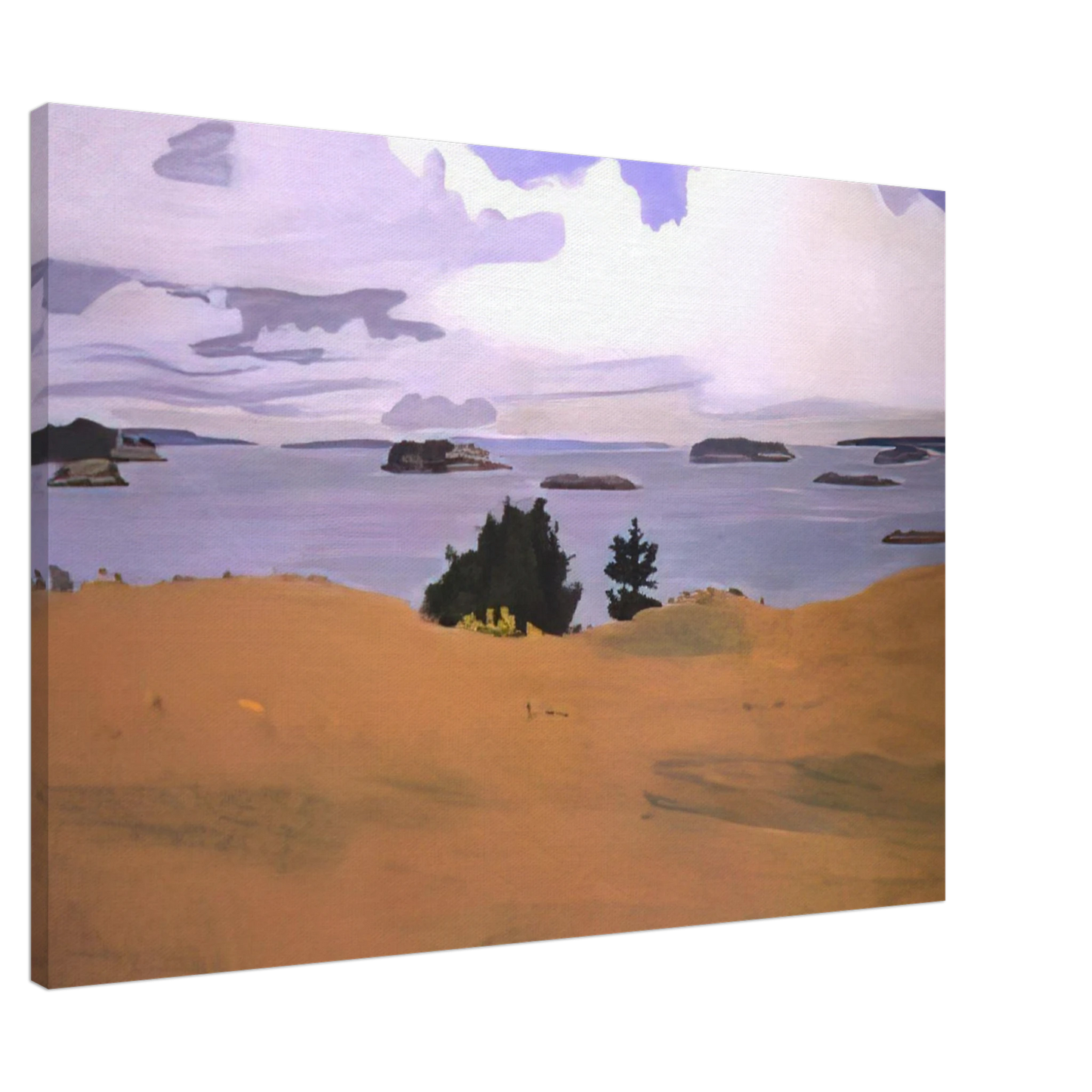 Fairfield Porter - PENOBSCOT BAY WITH YELLOW FIELD 1968 Canvas - 20x30 cm / 8x12 inches-canvas