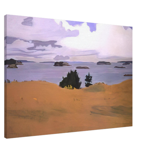 Fairfield Porter - PENOBSCOT BAY WITH YELLOW FIELD 1968 Canvas - 20x30 cm / 8x12 inches-canvas