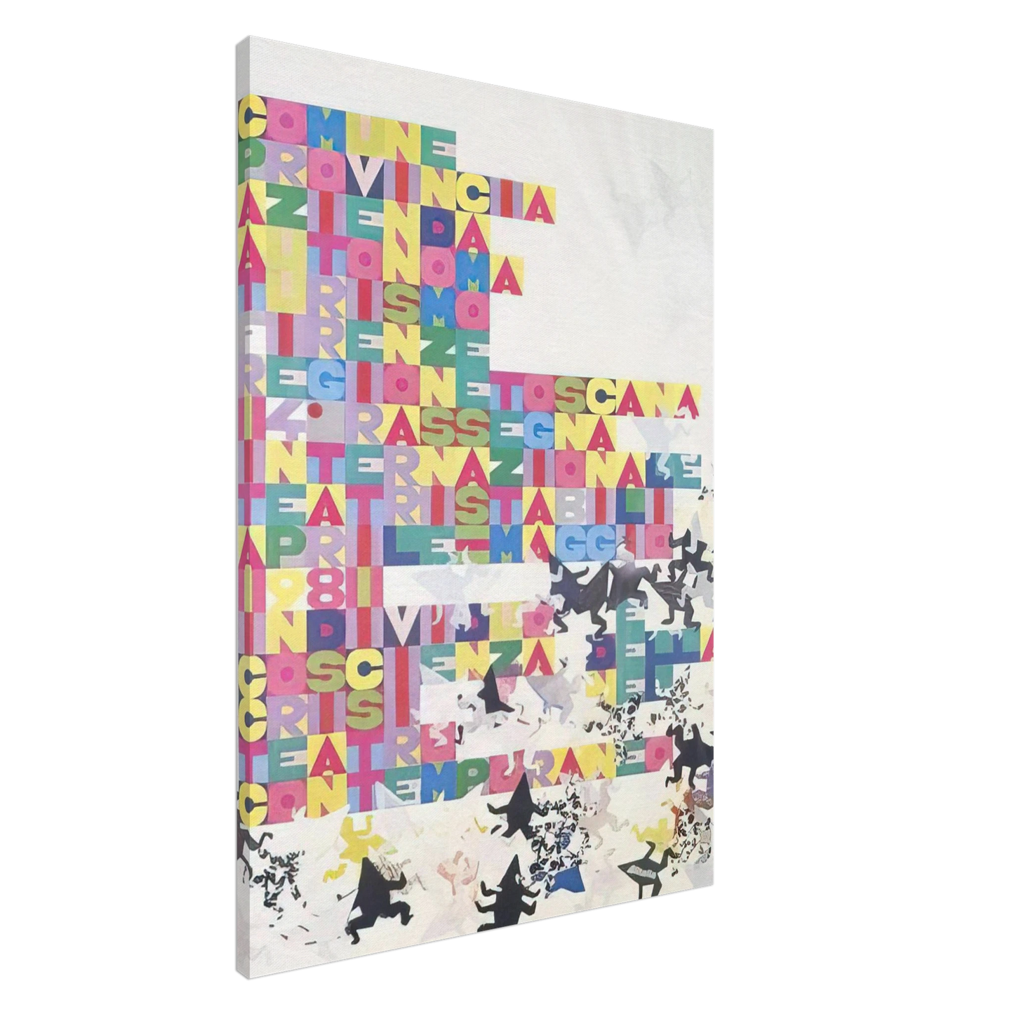 Alighiero Boetti - RASSEGNA INTERNAZIONALE TEATRI STABILI FACCINE COLORATE 1979 Canvas - 20x30 cm / 8x12 inches-canvas