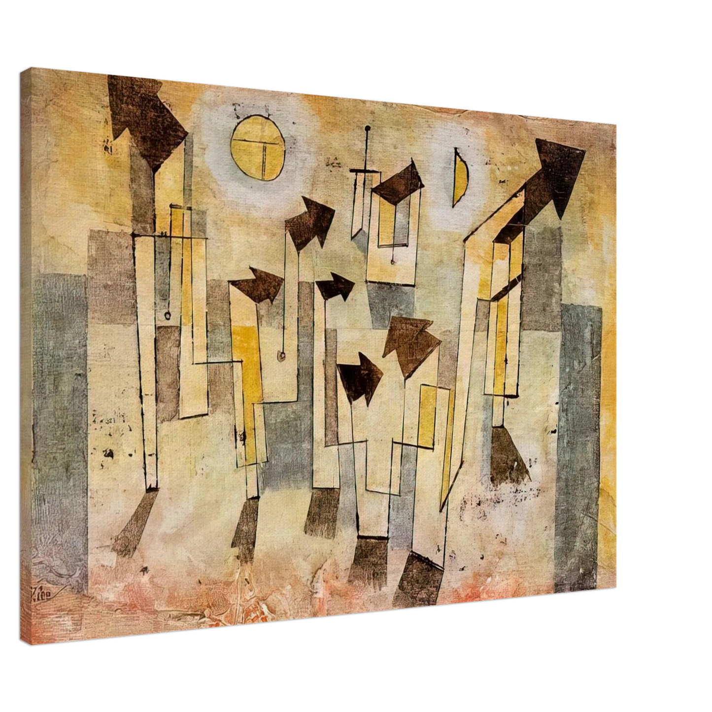 Paul Klee - WALL PAINTING FROM THE TEMPLE OF LONGING 1922 Canvas - 20x30 cm / 8x12 inches-canvas