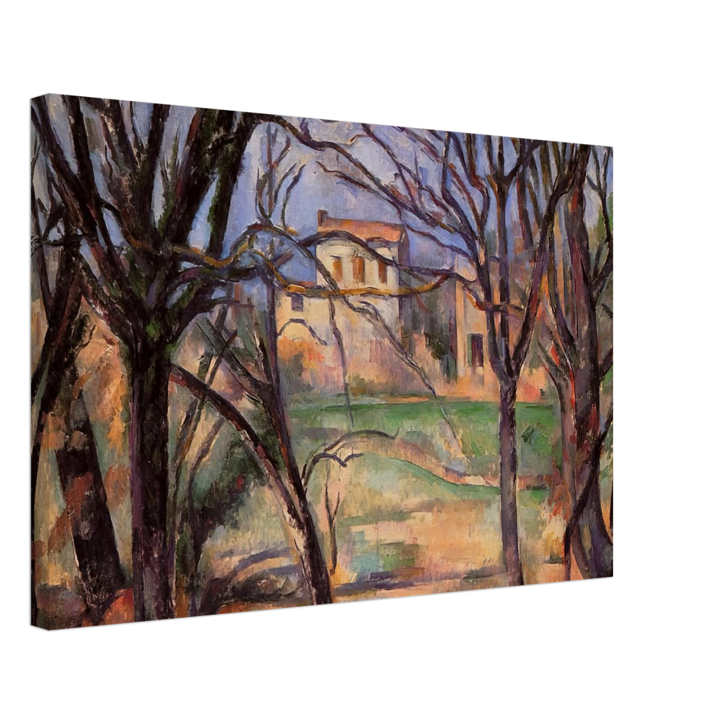 Paul Cezanne - Trees and houses Canvas - 40x60 cm / 16x24 inches-canvas