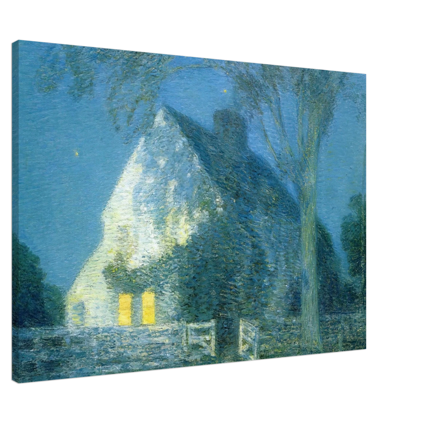 Childe Hassam - Moonlight, the Old House Canvas - 20x30 cm / 8x12 inches-canvas