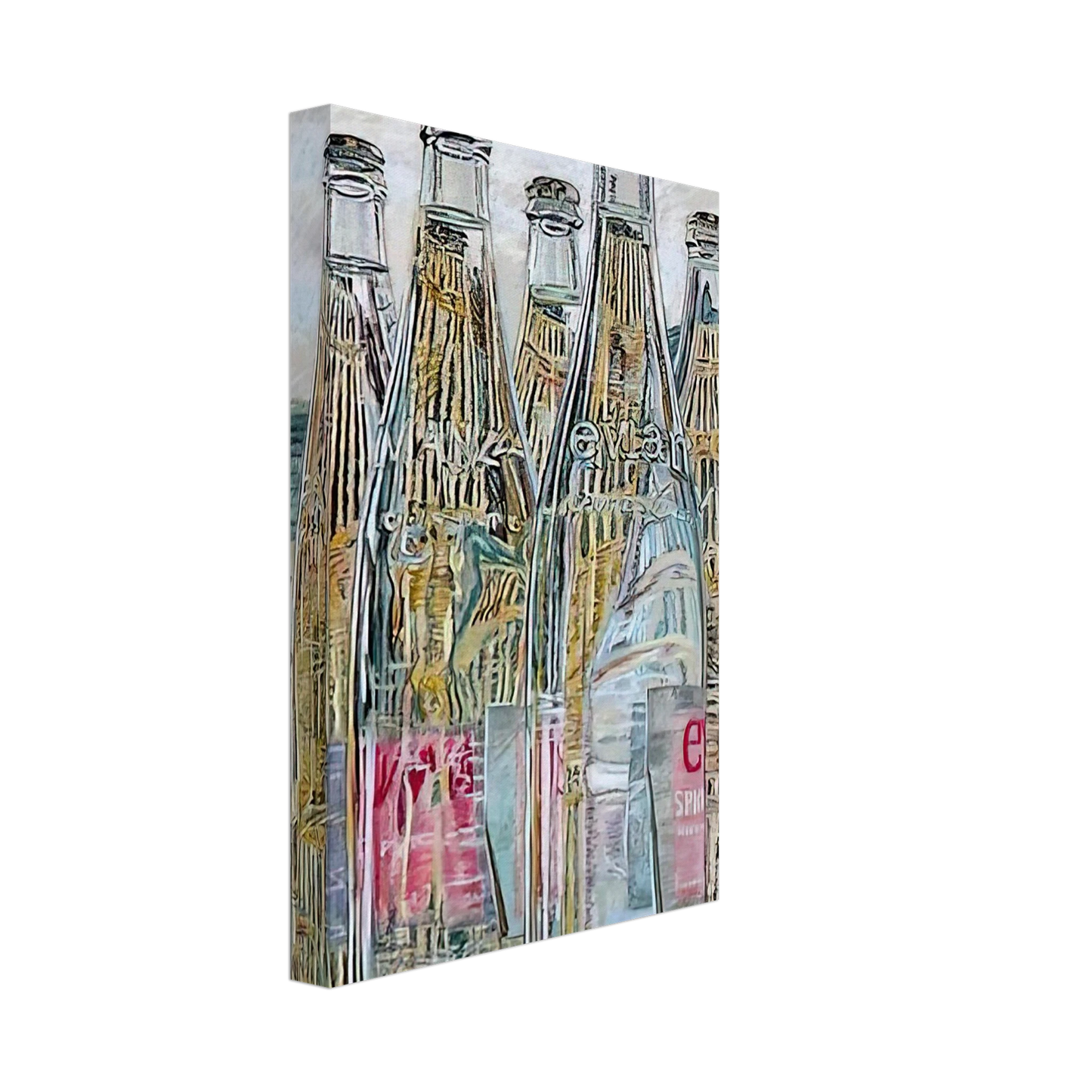 Janet Fish - EVIAN BOTTLES 1976 Canvas - 70x100 cm / 28x40 inches-canvas