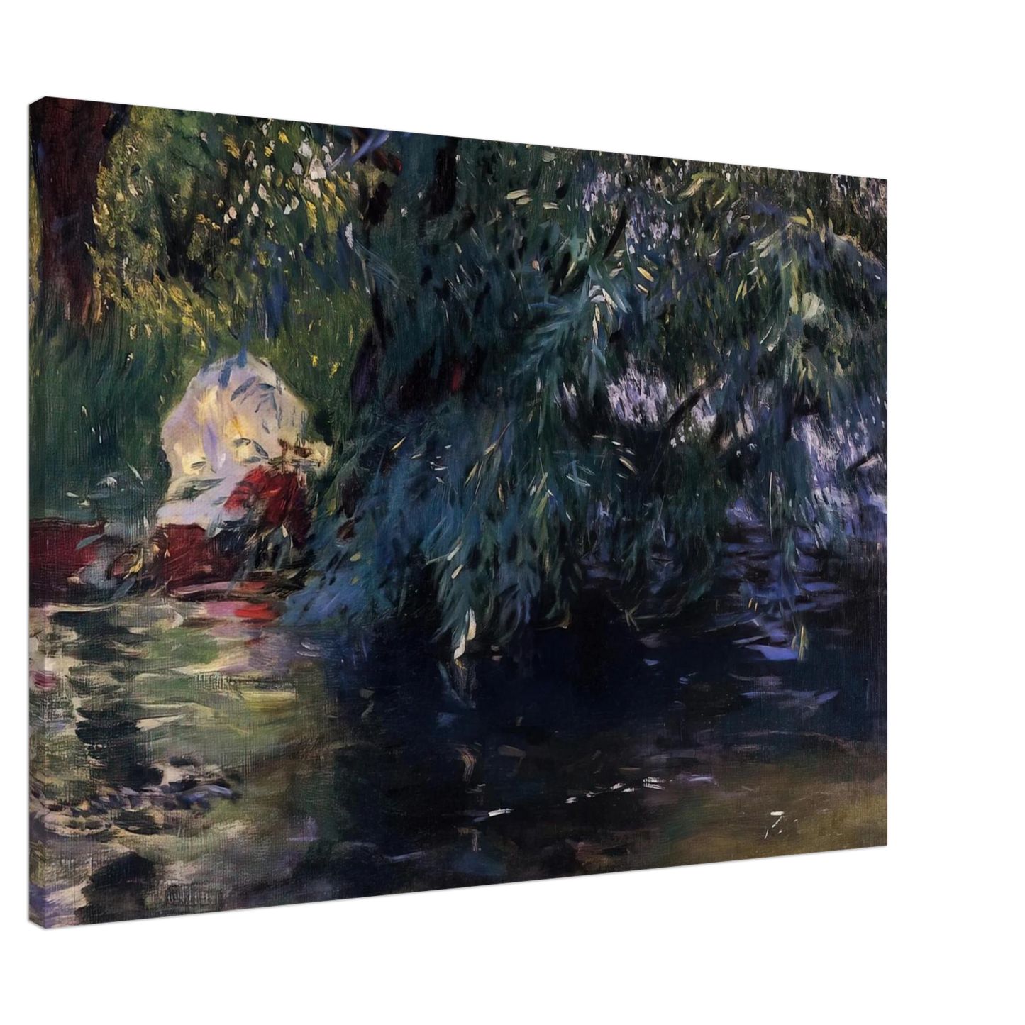 John Singer Sargent - A Backwater, Calcot Mill near Reading Canvas - 20x30 cm / 8x12 inches-canvas