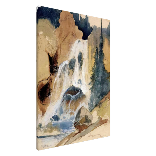Thomas Moran - Crystal Falls watercolour Canvas - 20x30 cm / 8x12 inches-canvas
