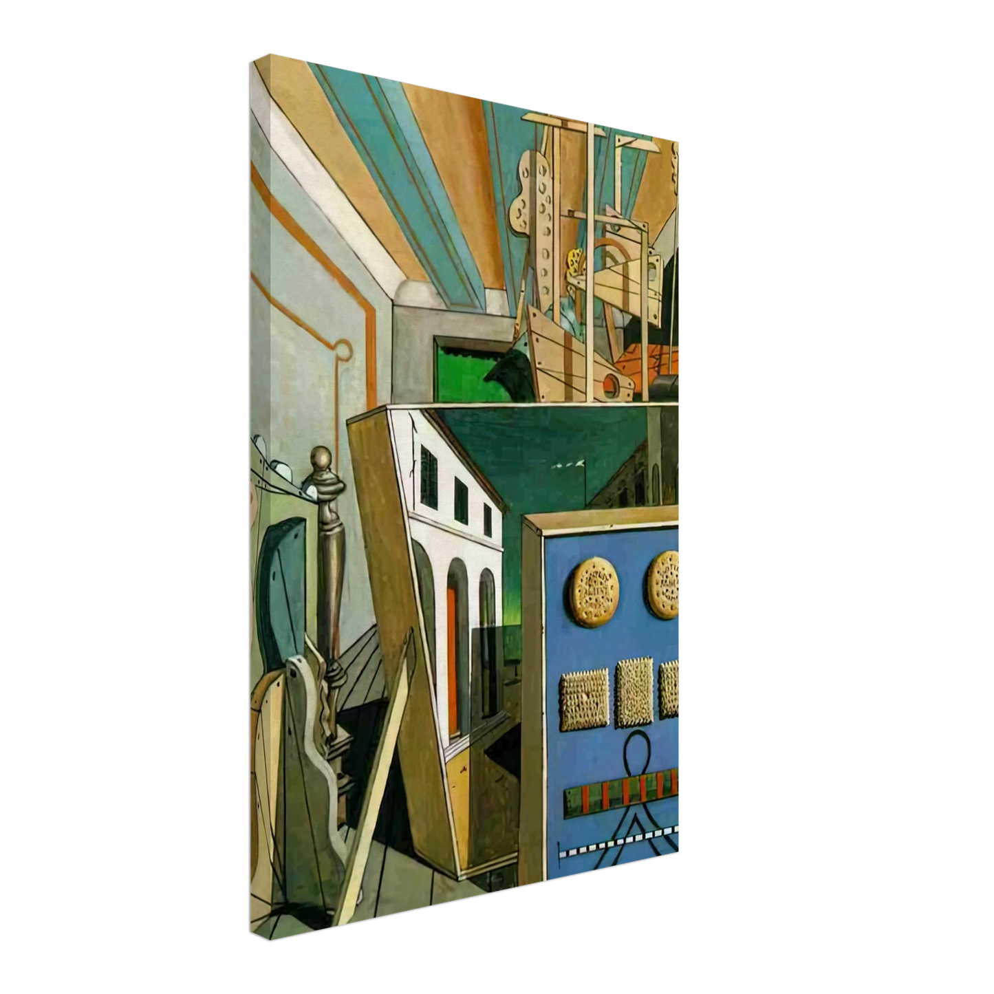Giorgio de Chirico - METAPHYSICAL INTERIOR WITH BISCUITS 1916 Canvas - 40x60 cm / 16x24 inches-canvas