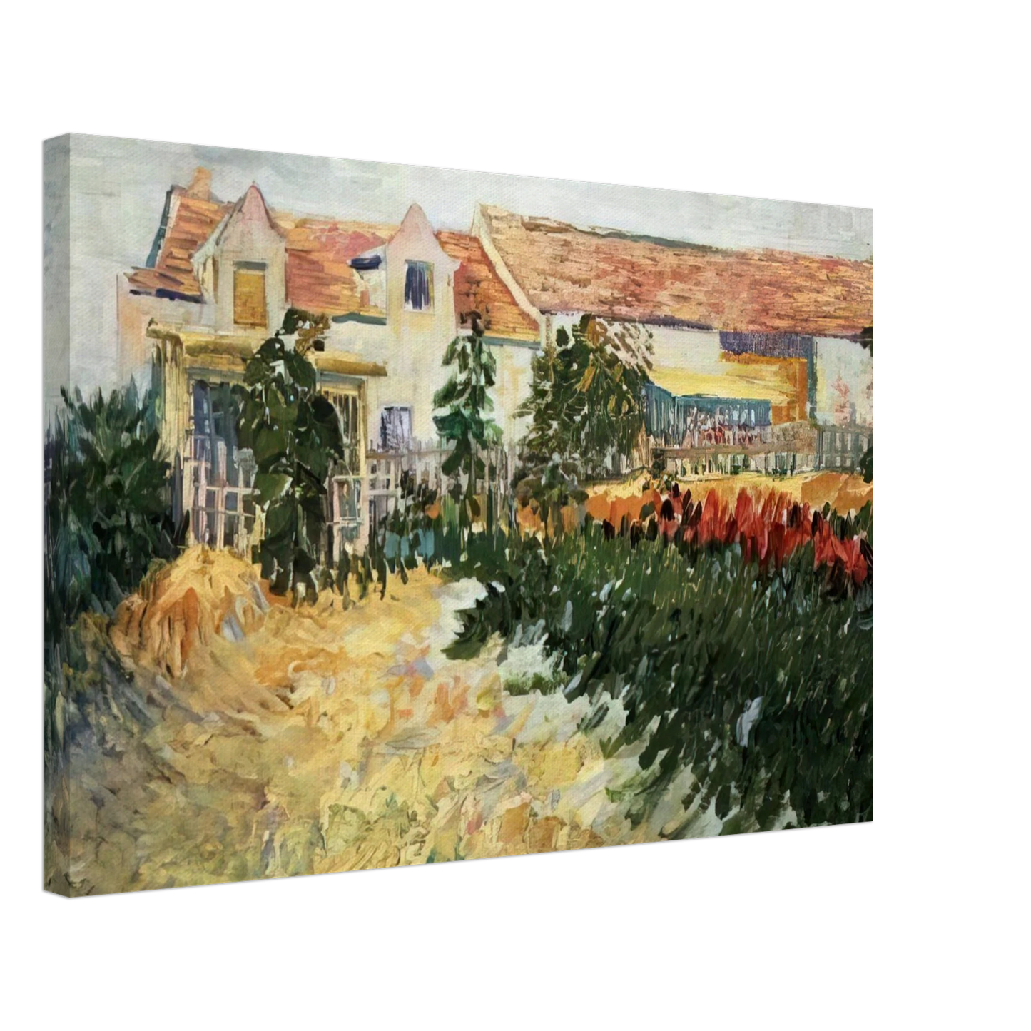 Vincent van Gogh - House with sunflowers Canvas - 40x60 cm / 16x24 inches-canvas