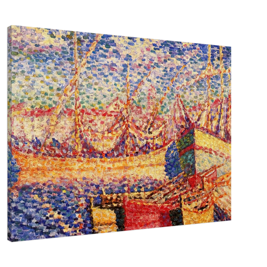 Henri-Edmond Cross - Boats in the Port of St. Tropez Canvas - 20x30 cm / 8x12 inches-canvas