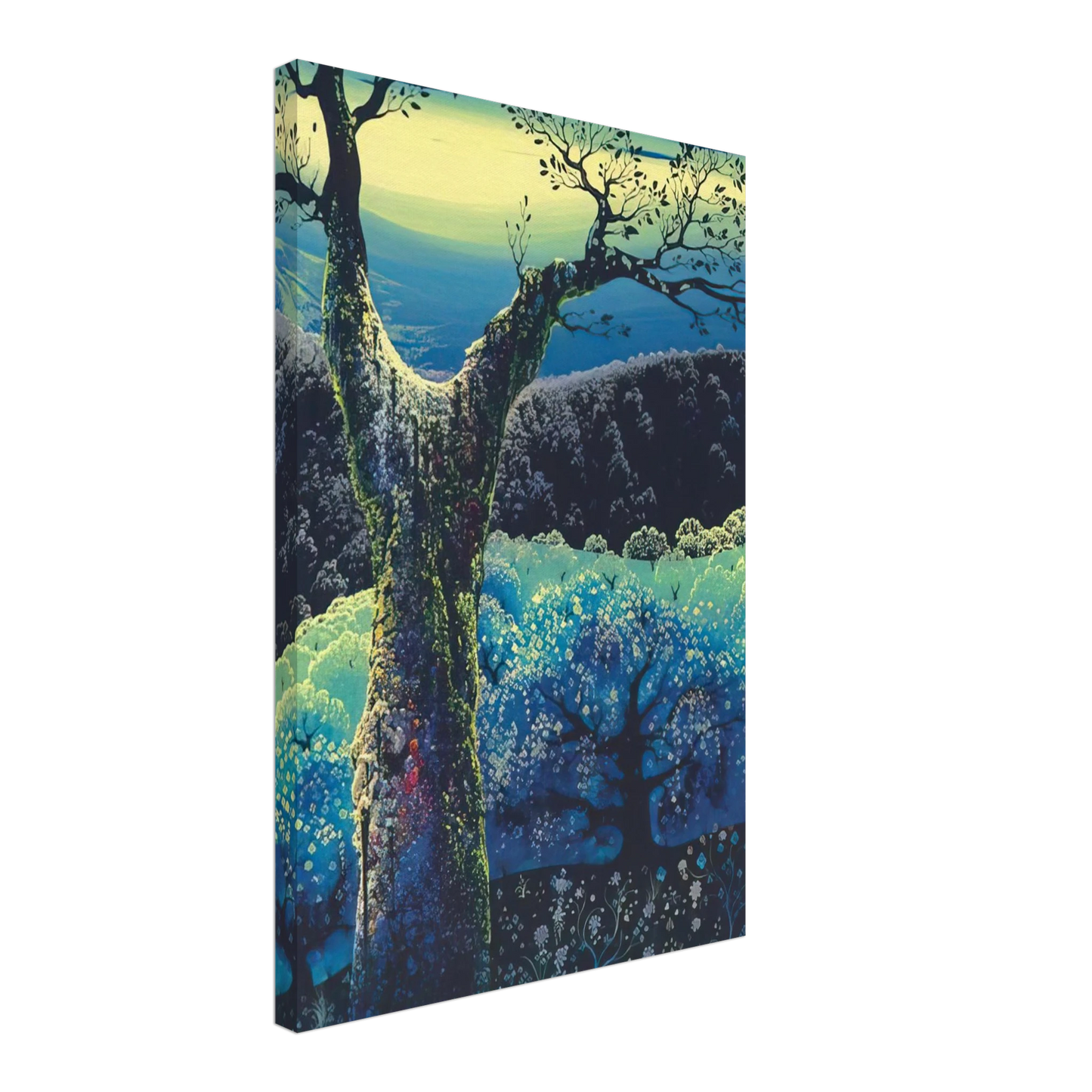 Eyvind Earle - Orchard in Bloom Canvas - 70x100 cm / 28x40 inches-canvas