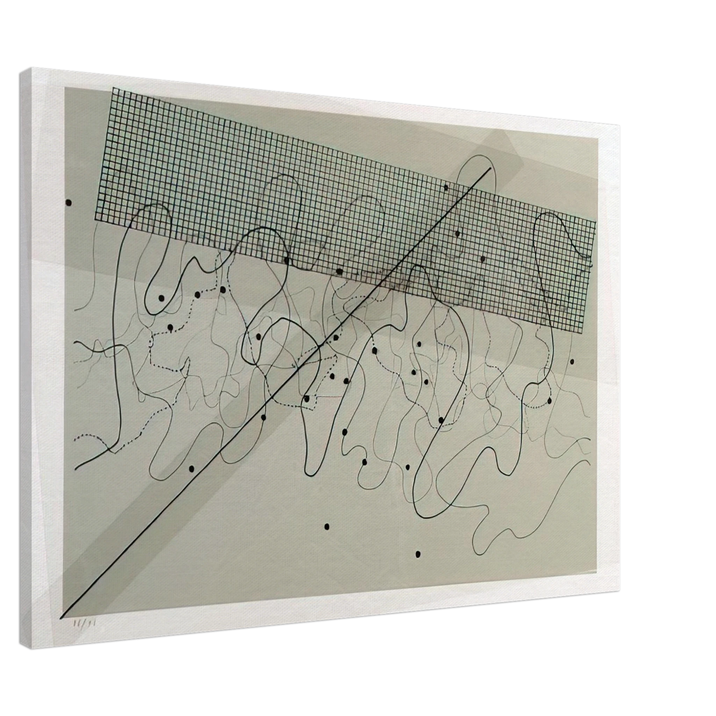 John Cage - Fontana Mix Light Grey - 1981 Canvas - 20x30 cm / 8x12 inches-canvas
