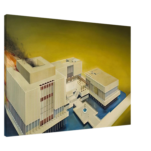Edward Ruscha - THE LOS ANGELES COUNTY MUSEUM ON FIRE 1968 Canvas - 20x30 cm / 8x12 inches-canvas