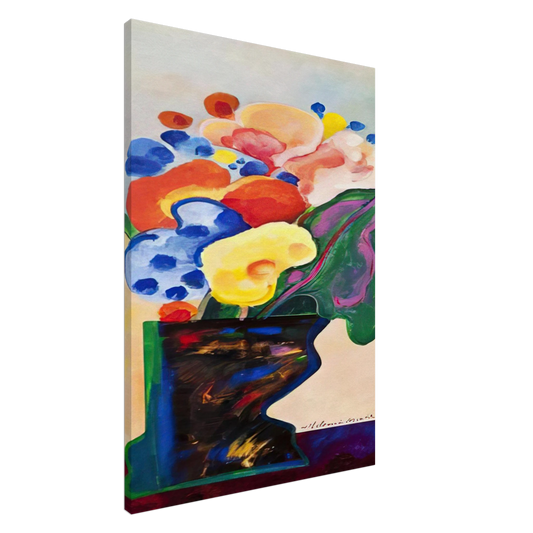 Aldemir Martins - Vase With Flowers - 1990 Canvas - 20x30 cm / 8x12 inches-canvas