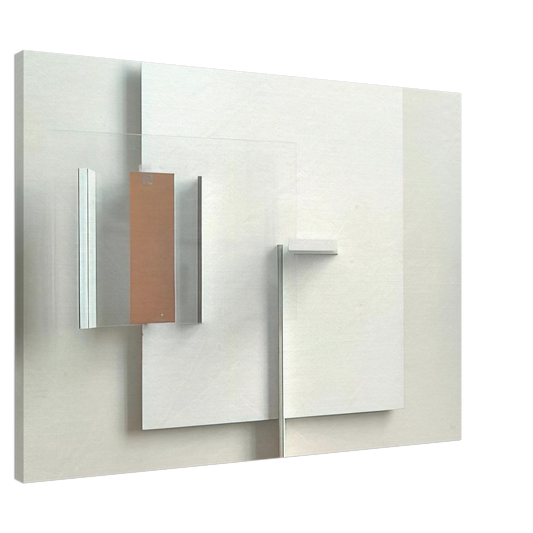 Victor Pasmore - ABSTRACT IN WHITE BLACK AND OCHRE 1962 Canvas - 20x30 cm / 8x12 inches-canvas