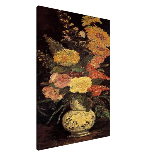 Vincent van Gogh - Vase with Asters, Salvia and Other Flowers Canvas - 20x30 cm / 8x12 inches-canvas