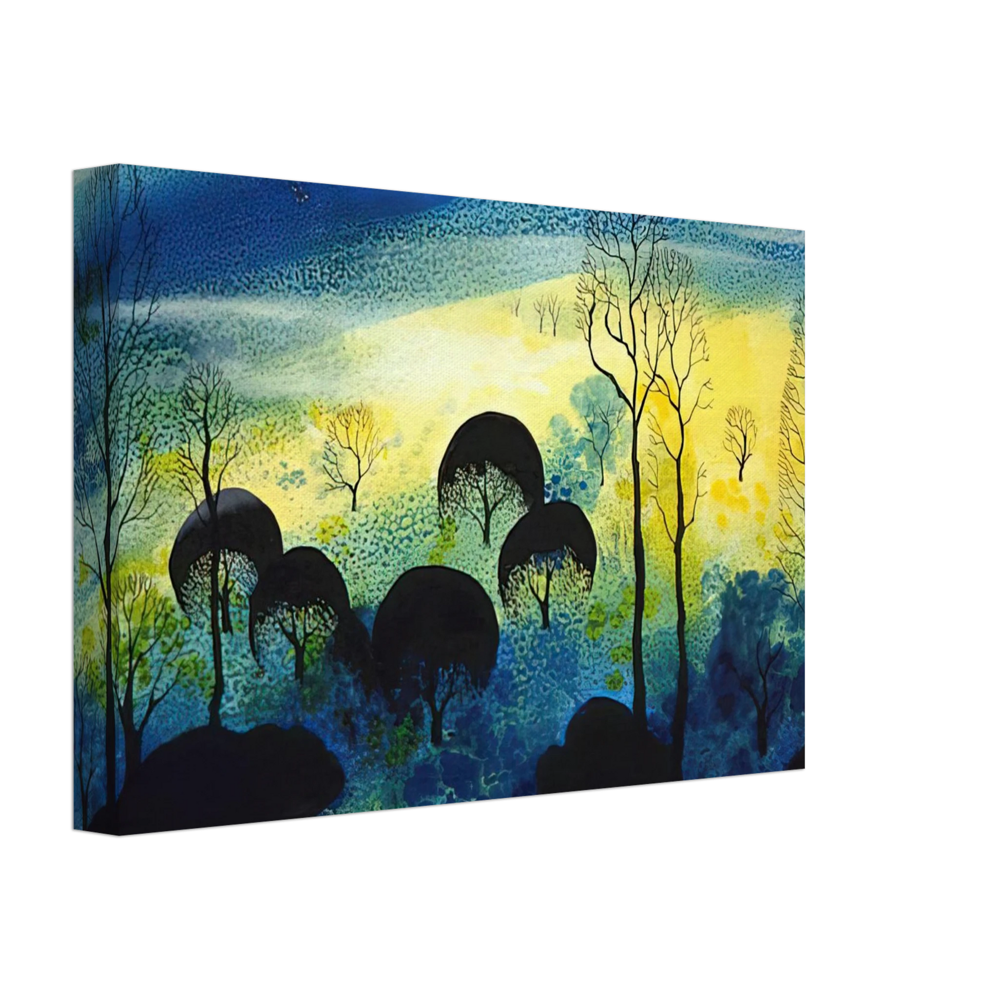 Eyvind Earle - Pastures Through the Fog Canvas - 40x60 cm / 16x24 inches-canvas