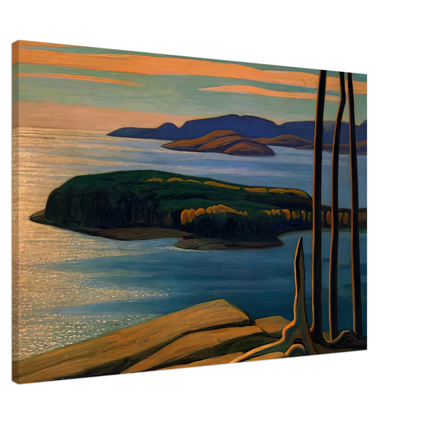 Lawren Harris - Afternoon Sun, Lake Superior - 1924 Canvas - 20x30 cm / 8x12 inches-canvas