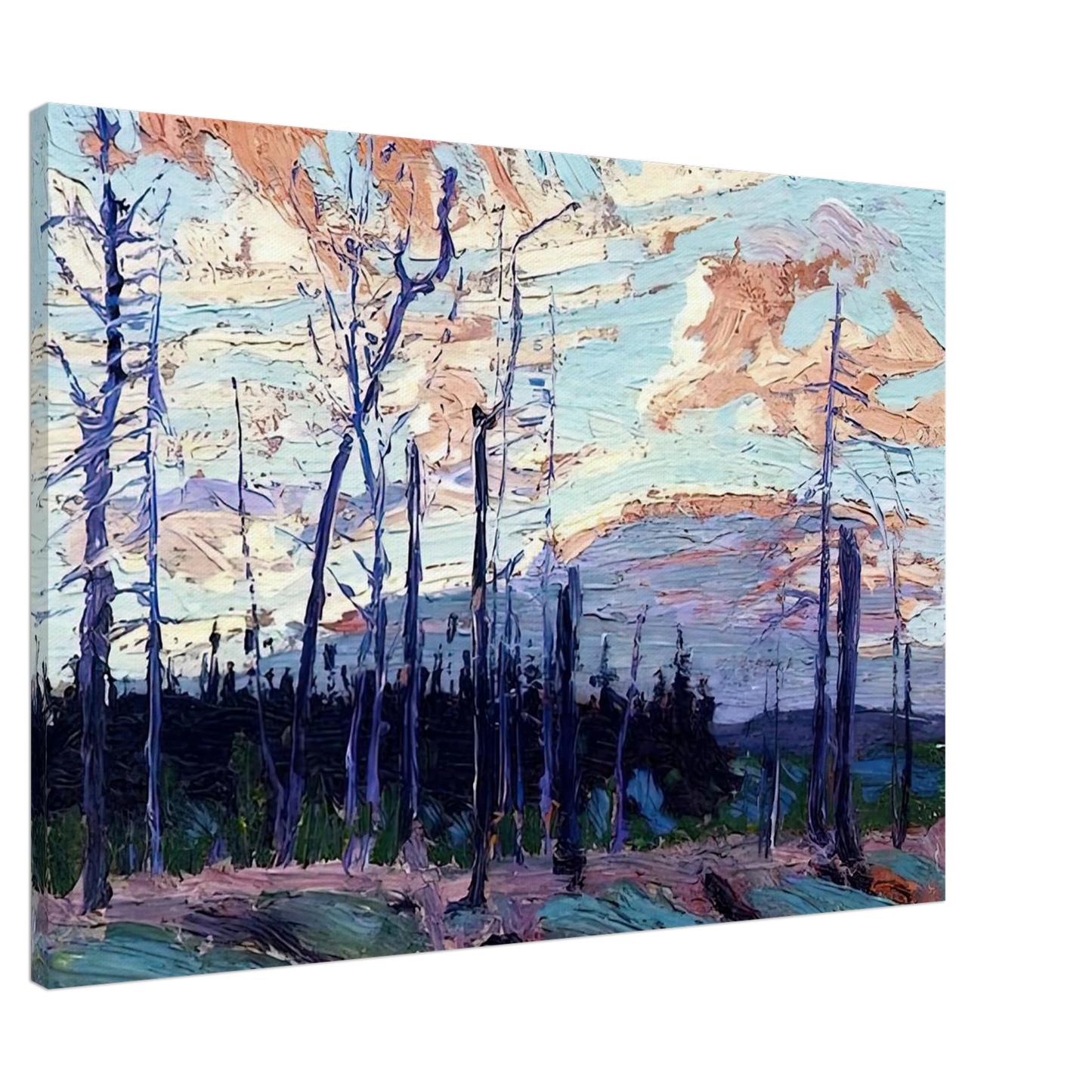 Tom Thomson - BURNT LAND AT SUNSET 1915 Canvas - 20x30 cm / 8x12 inches-canvas