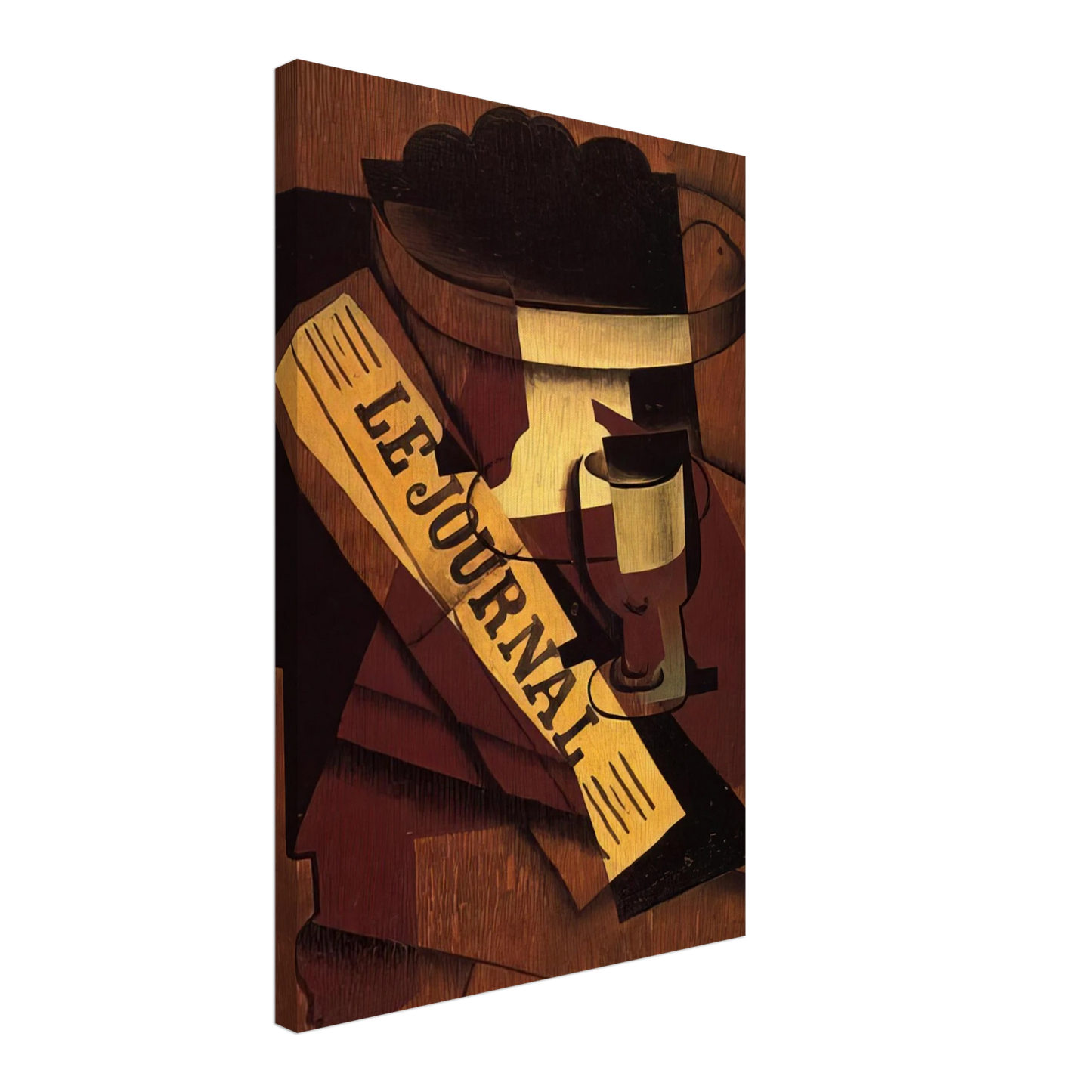 Juan Gris - FRUIT DISH GLASS AND NEWSPAPER 1916 Canvas - 40x60 cm / 16x24 inches-canvas