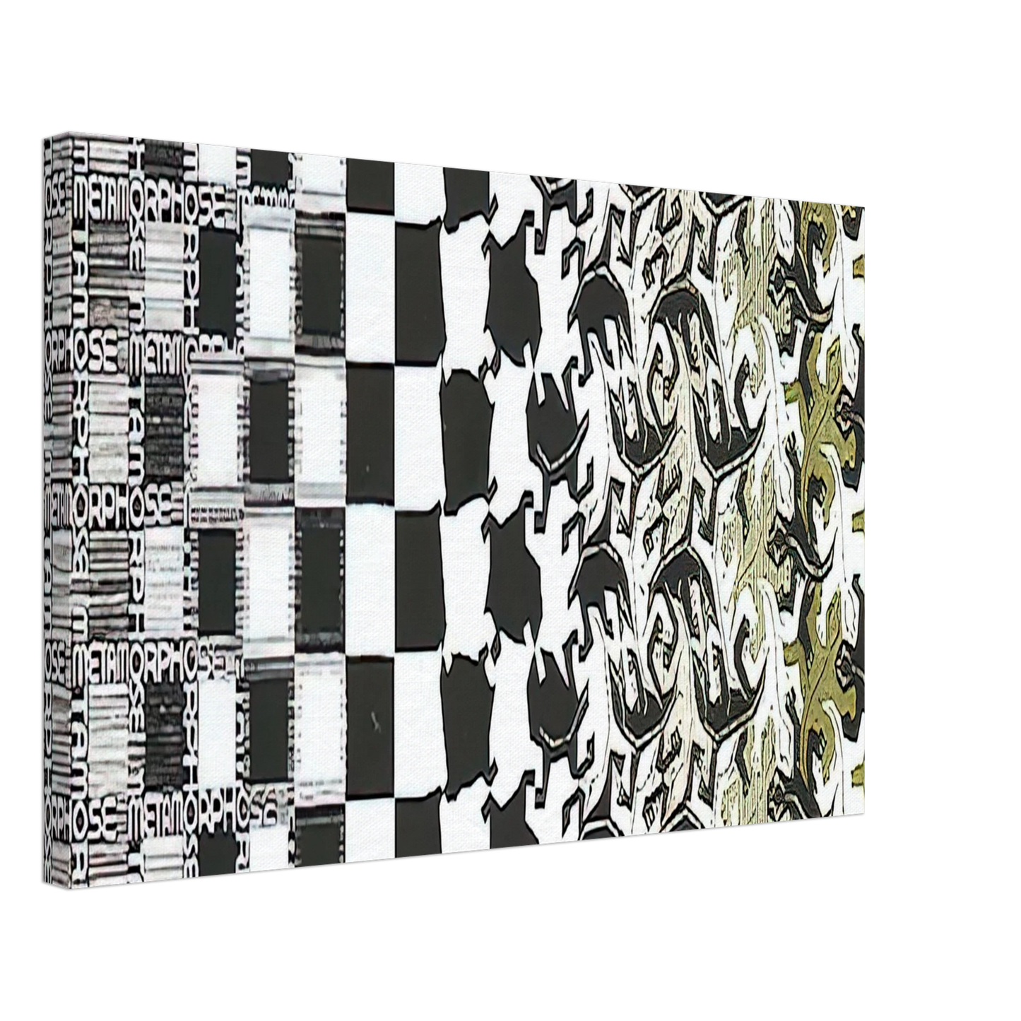MC Escher - METAMORPHOSIS II EXCERPT 2 Canvas - 70x100 cm / 28x40 inches-canvas