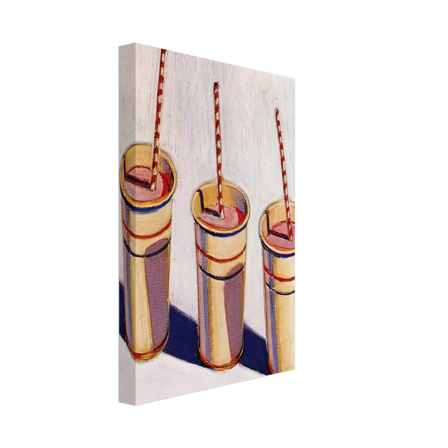 Wayne Thiebaud - Three Strawberry Shakes - 1964 Canvas - 40x60 cm / 16x24 inches-canvas