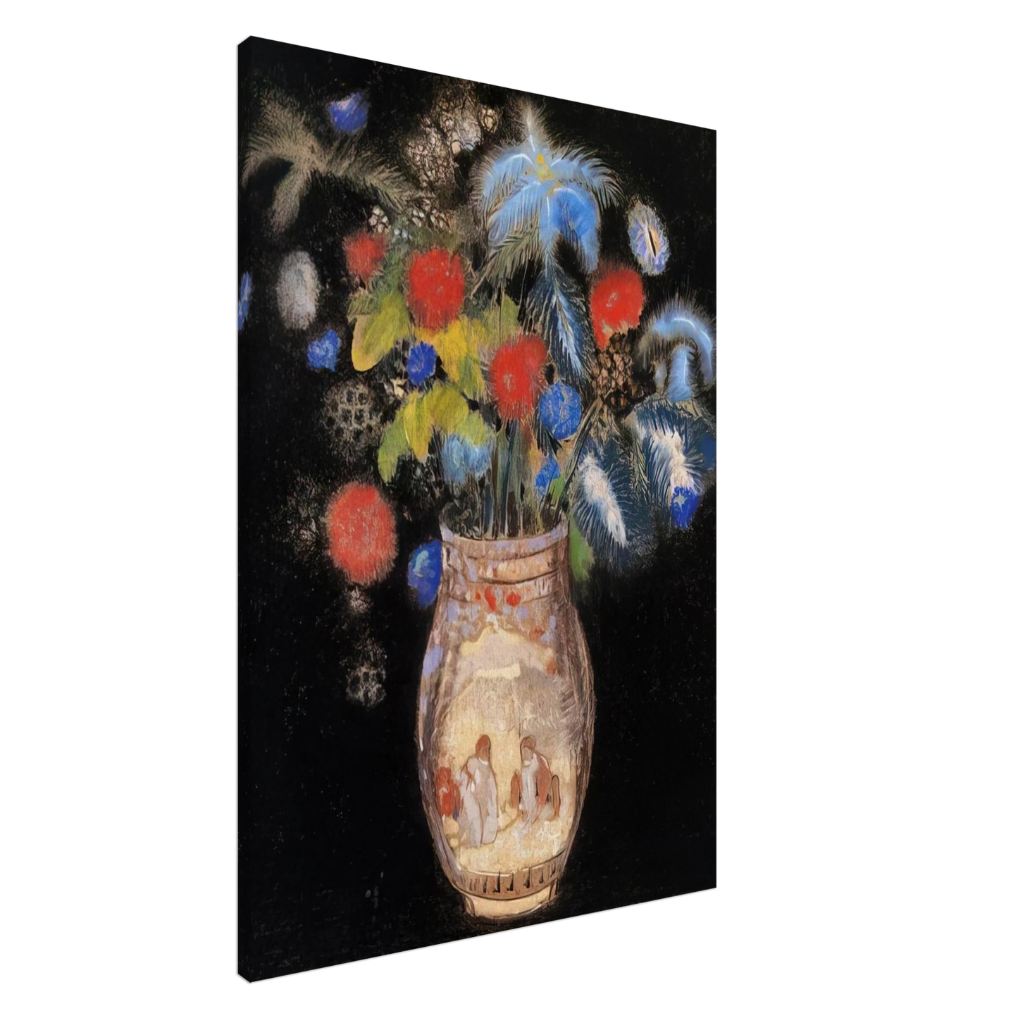 Odilon Redon - LARGE BOQUET ON A BLACK BACKGROUND Canvas - 20x30 cm / 8x12 inches-canvas