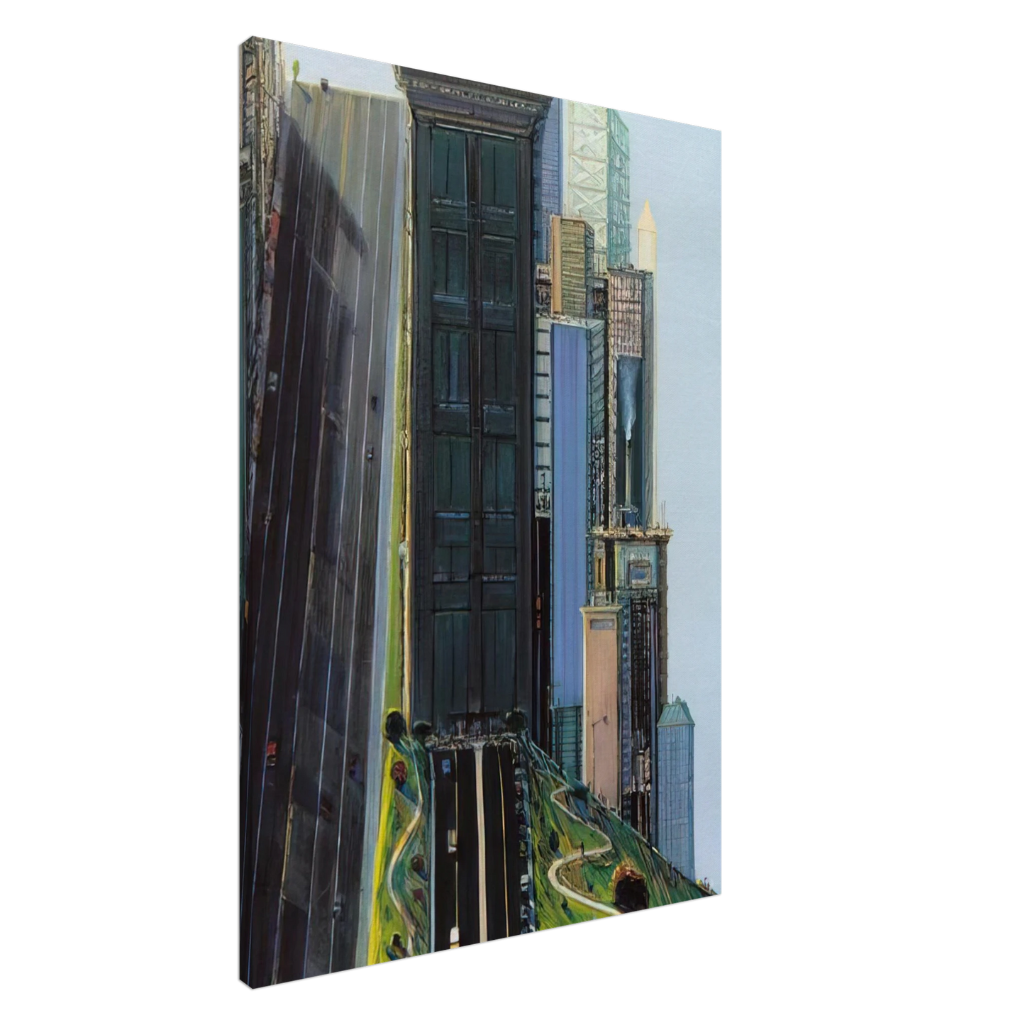 Wayne Thiebaud - Hill Street Day City - 1981 Canvas - 20x30 cm / 8x12 inches-canvas