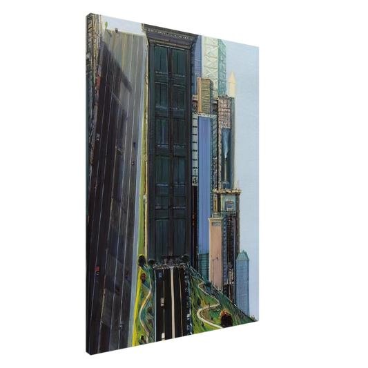 Wayne Thiebaud - Hill Street Day City - 1981 Canvas - 20x30 cm / 8x12 inches-canvas