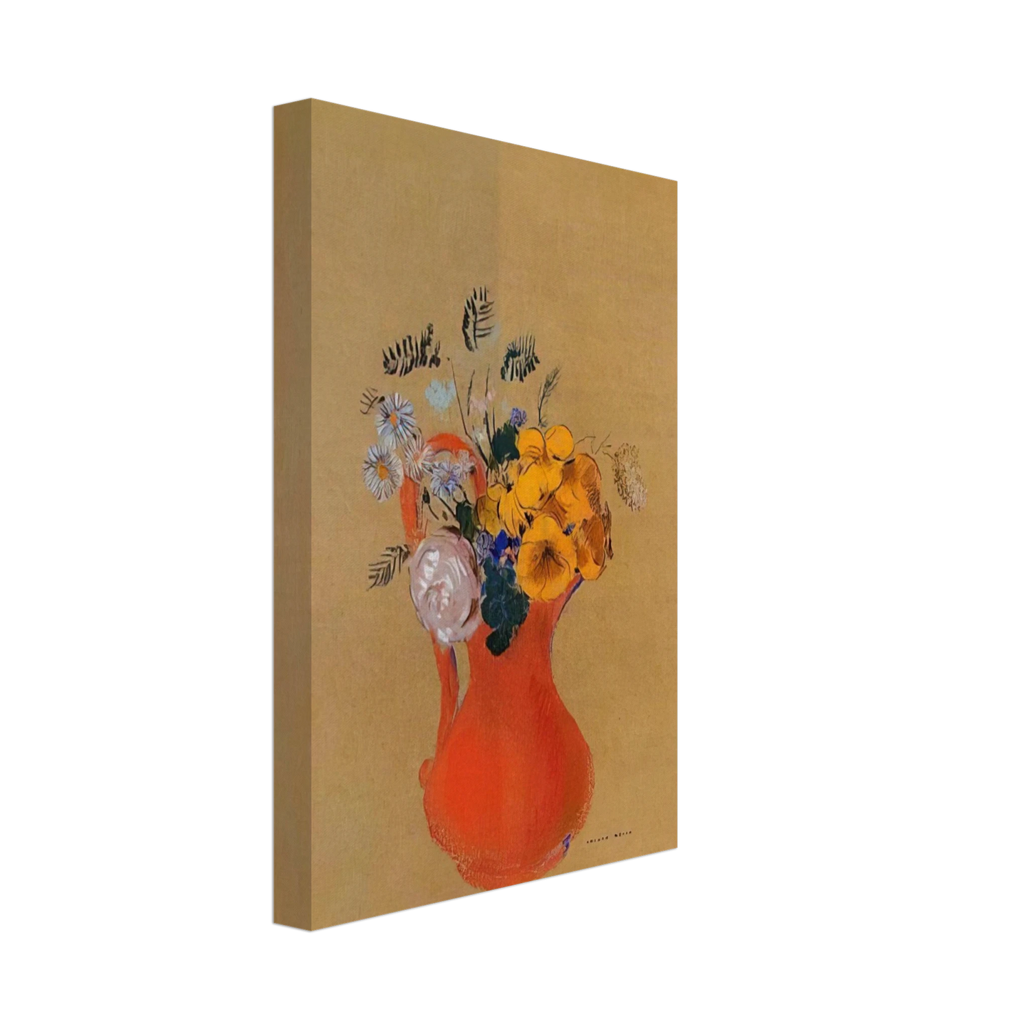 Odilon Redon - FLOWERS IN A RED PITCHER Canvas - 70x100 cm / 28x40 inches-canvas
