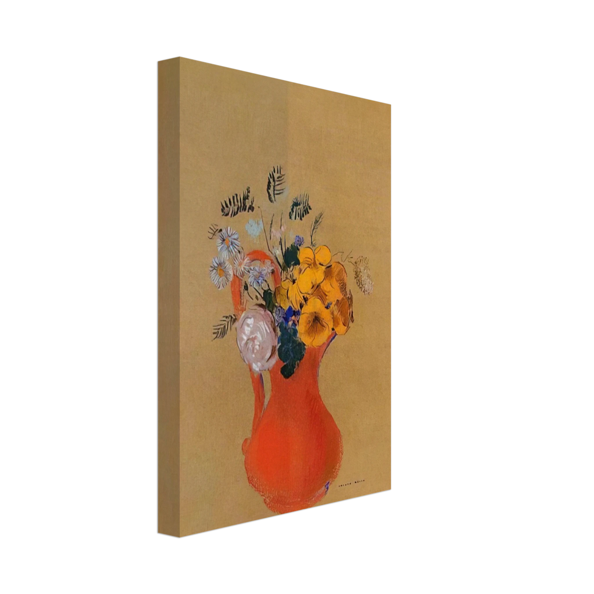 Odilon Redon - FLOWERS IN A RED PITCHER Canvas - 70x100 cm / 28x40 inches-canvas