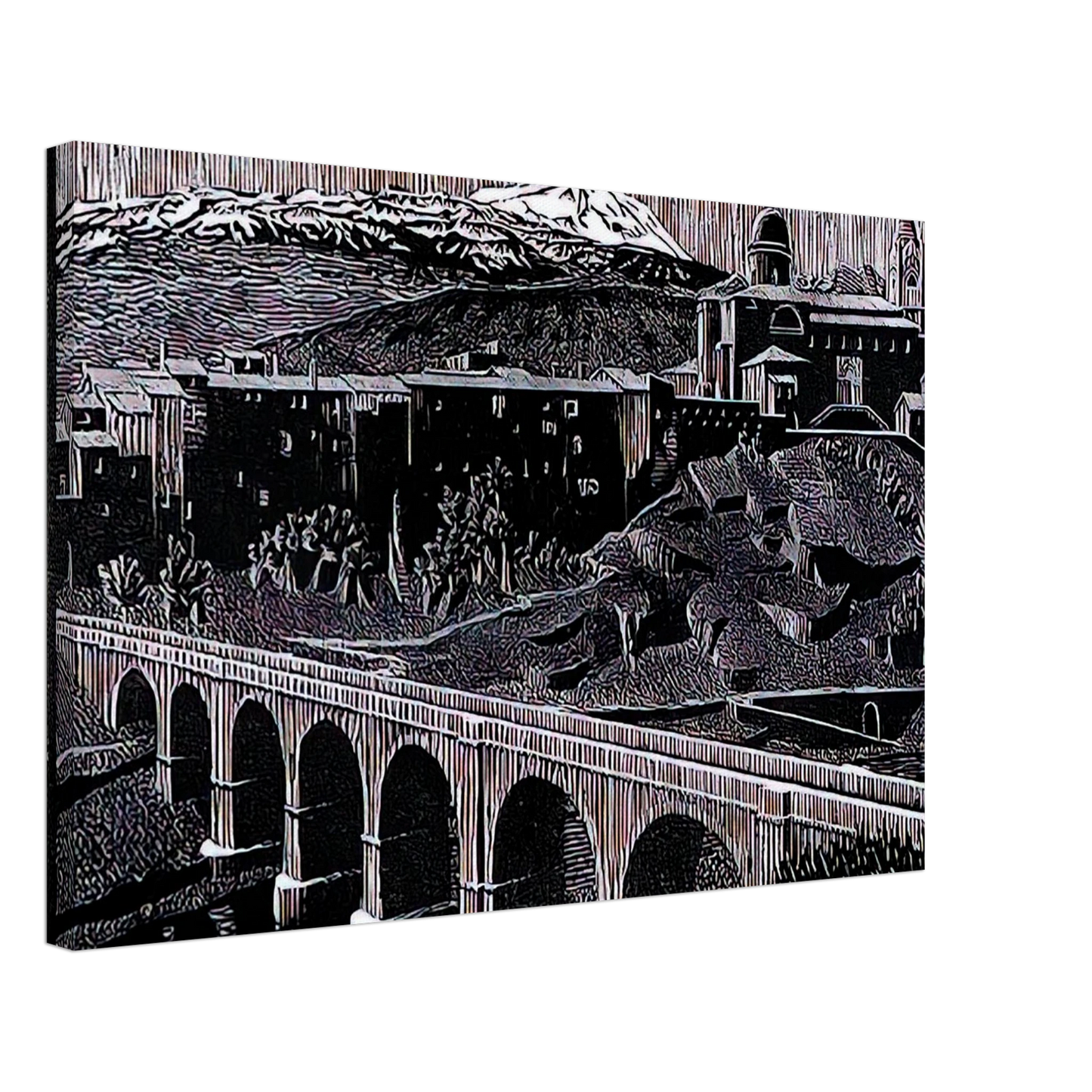 MC Escher - RANDAZZO AND MOUNT ETNA SICILY JANUARY 1933 1933 Canvas - 70x100 cm / 28x40 inches-canvas