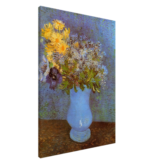 Vincent van Gogh - Vase with Lilacs, Daisies and Anemones Canvas - 20x30 cm / 8x12 inches-canvas