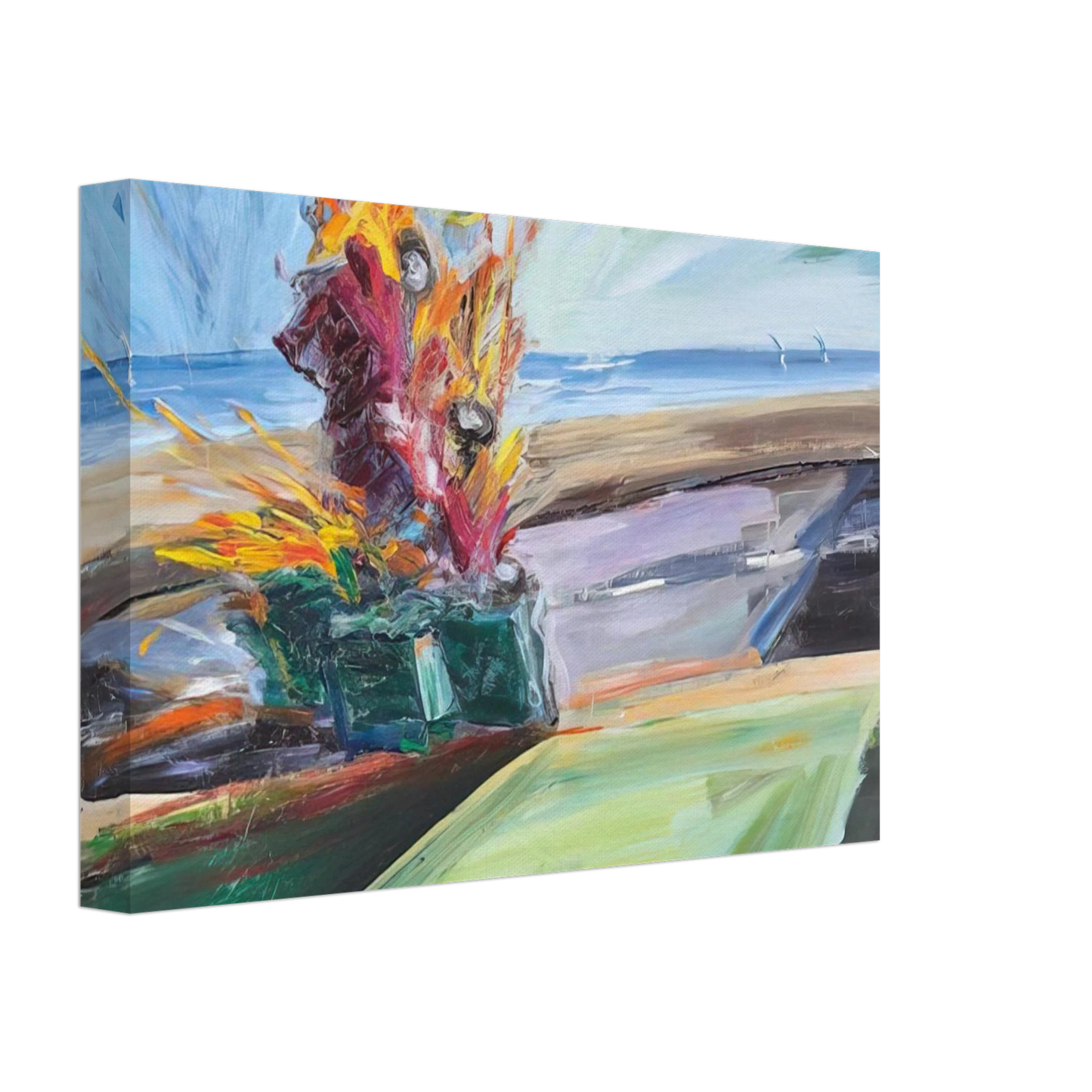 Carlos Almaraz - Untitled Car Crash - 1987 Canvas - 40x60 cm / 16x24 inches-canvas