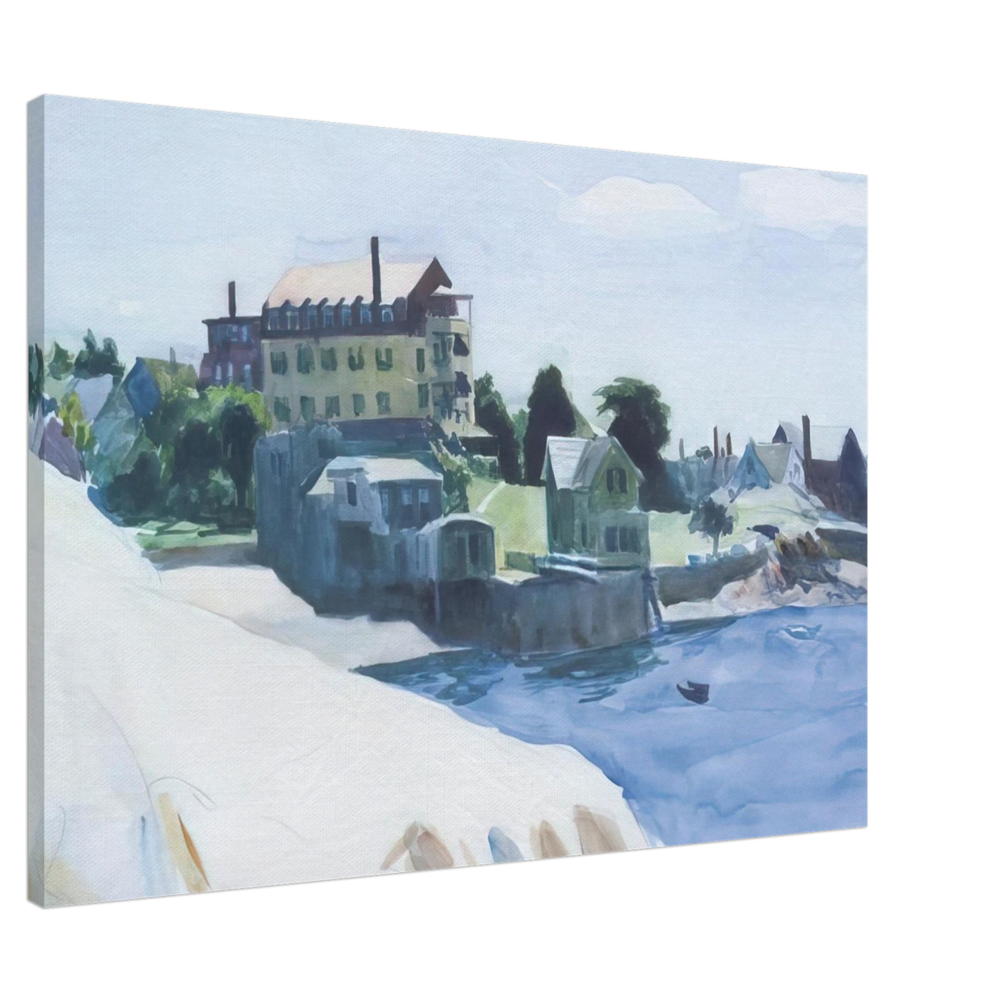 Edward Hopper - Small Town on Cove Canvas - 20x30 cm / 8x12 inches-canvas