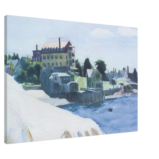 Edward Hopper - Small Town on Cove Canvas - 20x30 cm / 8x12 inches-canvas