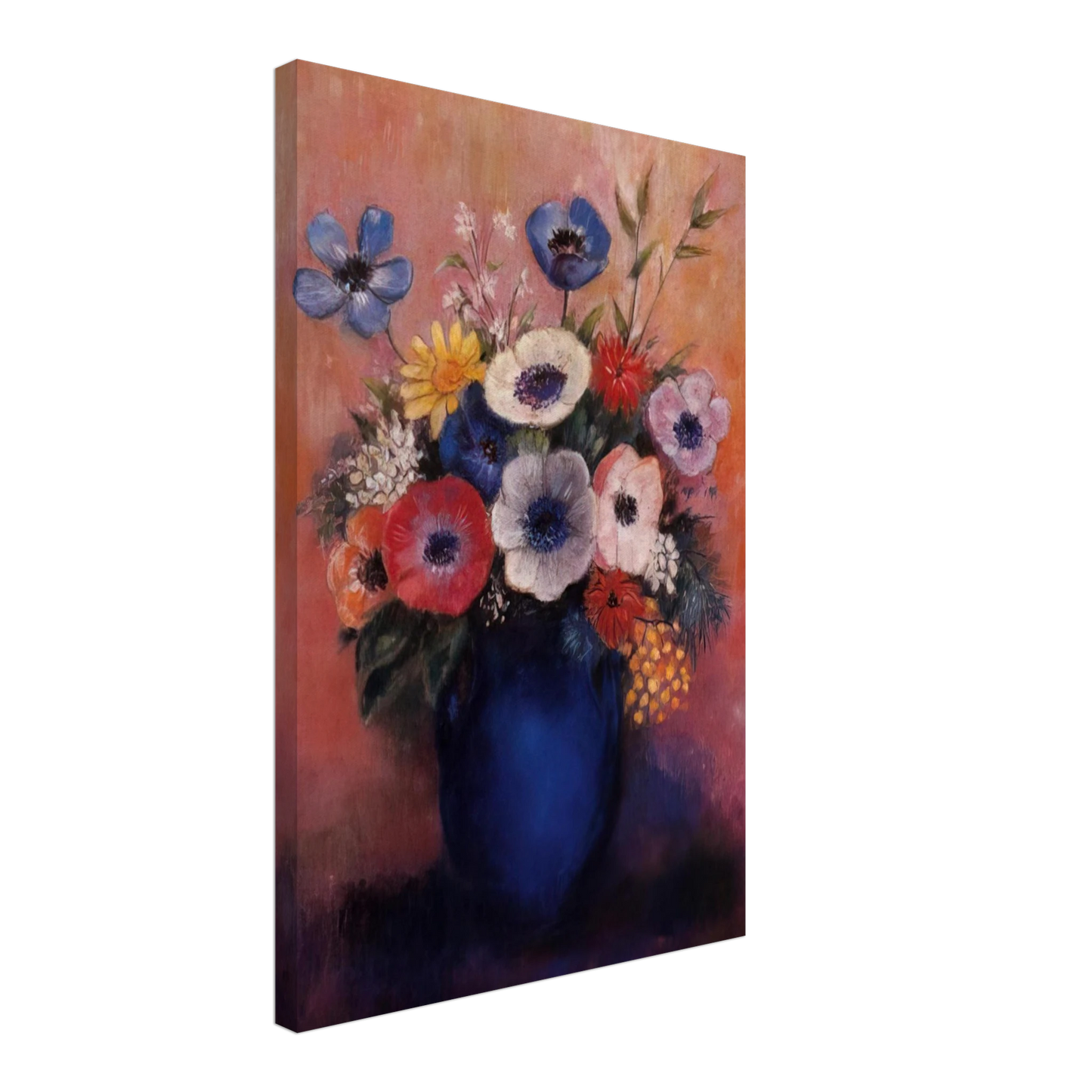 Odilon Redon - BOUQUET OF FLOWERS IN A BLUE VASE 1 Canvas - 70x100 cm / 28x40 inches-canvas