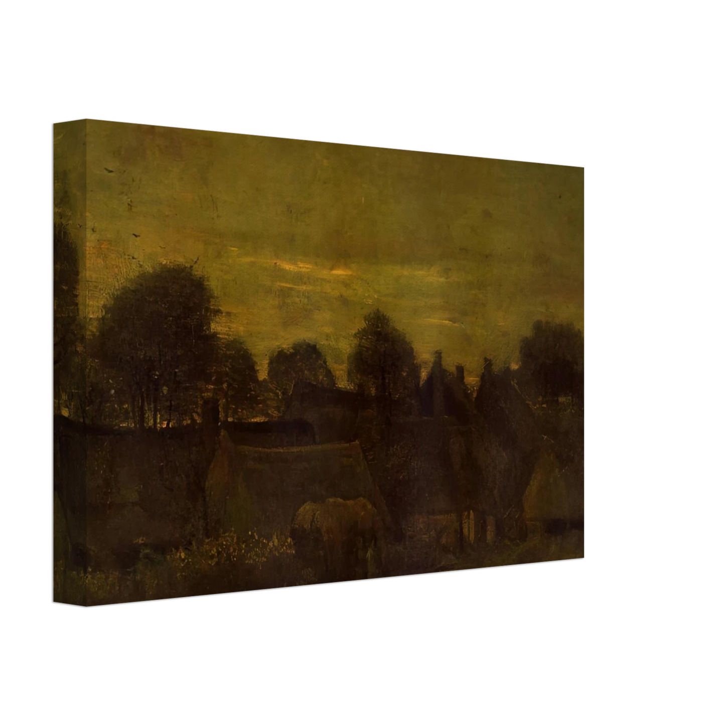 Vincent van Gogh - Village at sunset Canvas - 40x60 cm / 16x24 inches-canvas