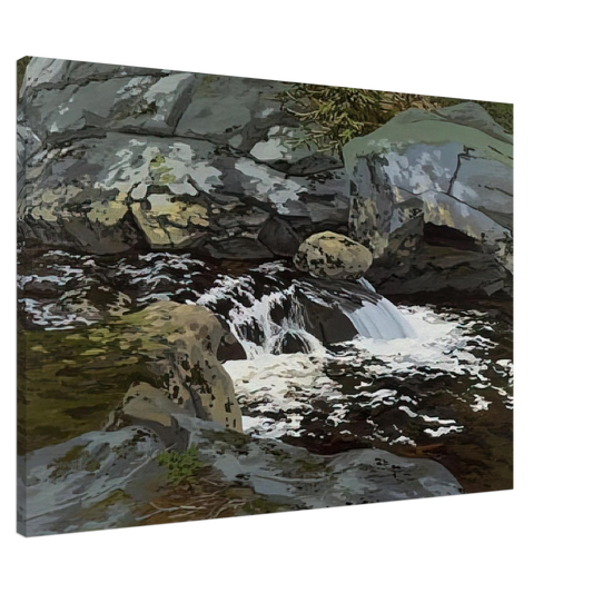 Neil Welliver - Cascade - 1974 Canvas - 20x30 cm / 8x12 inches-canvas