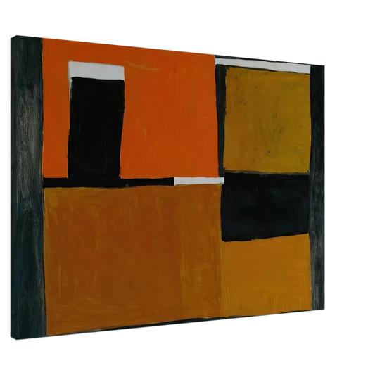 William Scott - Orange, Black and White Composition - 1953 Canvas - 20x30 cm / 8x12 inches-canvas