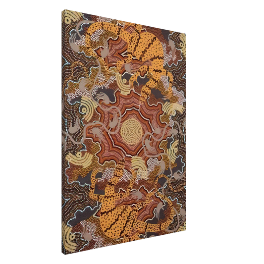 Clifford Possum Tjapaltjarri - Perentie Goanna Dreaming - 1992 Canvas - 20x30 cm / 8x12 inches-canvas