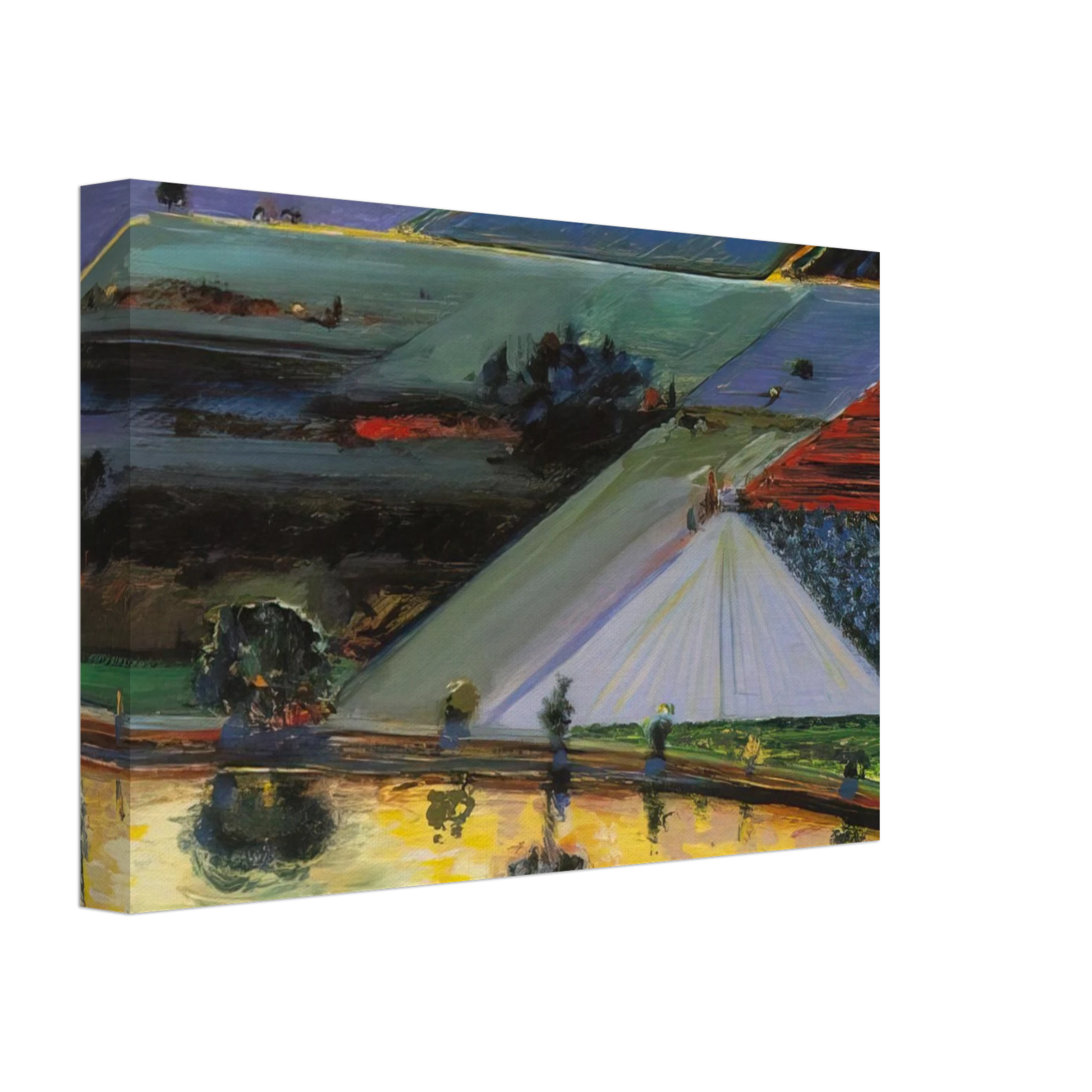 Wayne Thiebaud - Farm Channel - 1996 Canvas - 40x60 cm / 16x24 inches-canvas