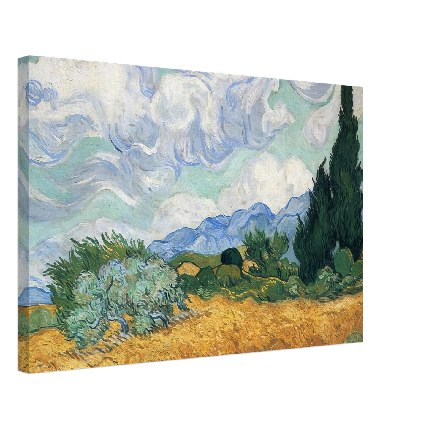 Vincent van Gogh - Wheatfield with cypress tree Canvas - 40x60 cm / 16x24 inches-canvas