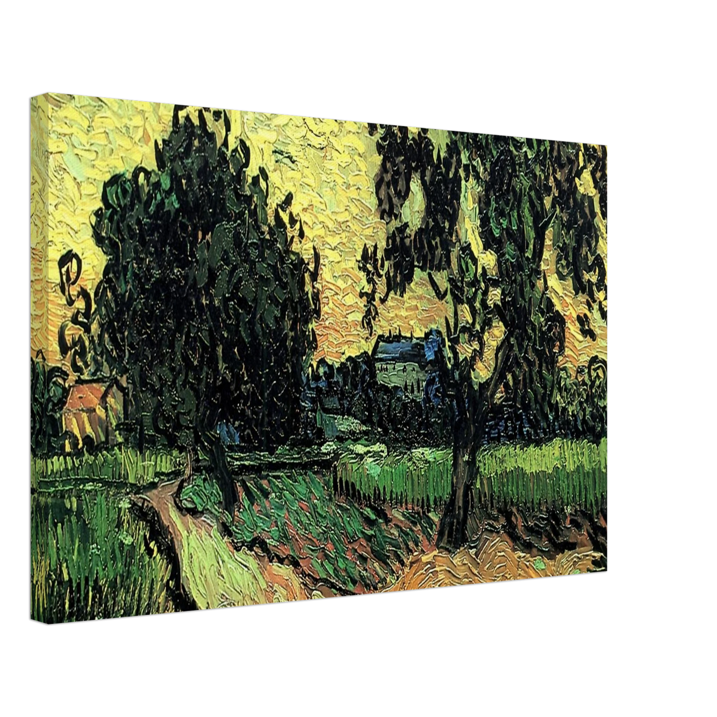 Vincent van Gogh - Landscape with the Chateau of Auvers at Sunset Canvas - 40x60 cm / 16x24 inches-canvas