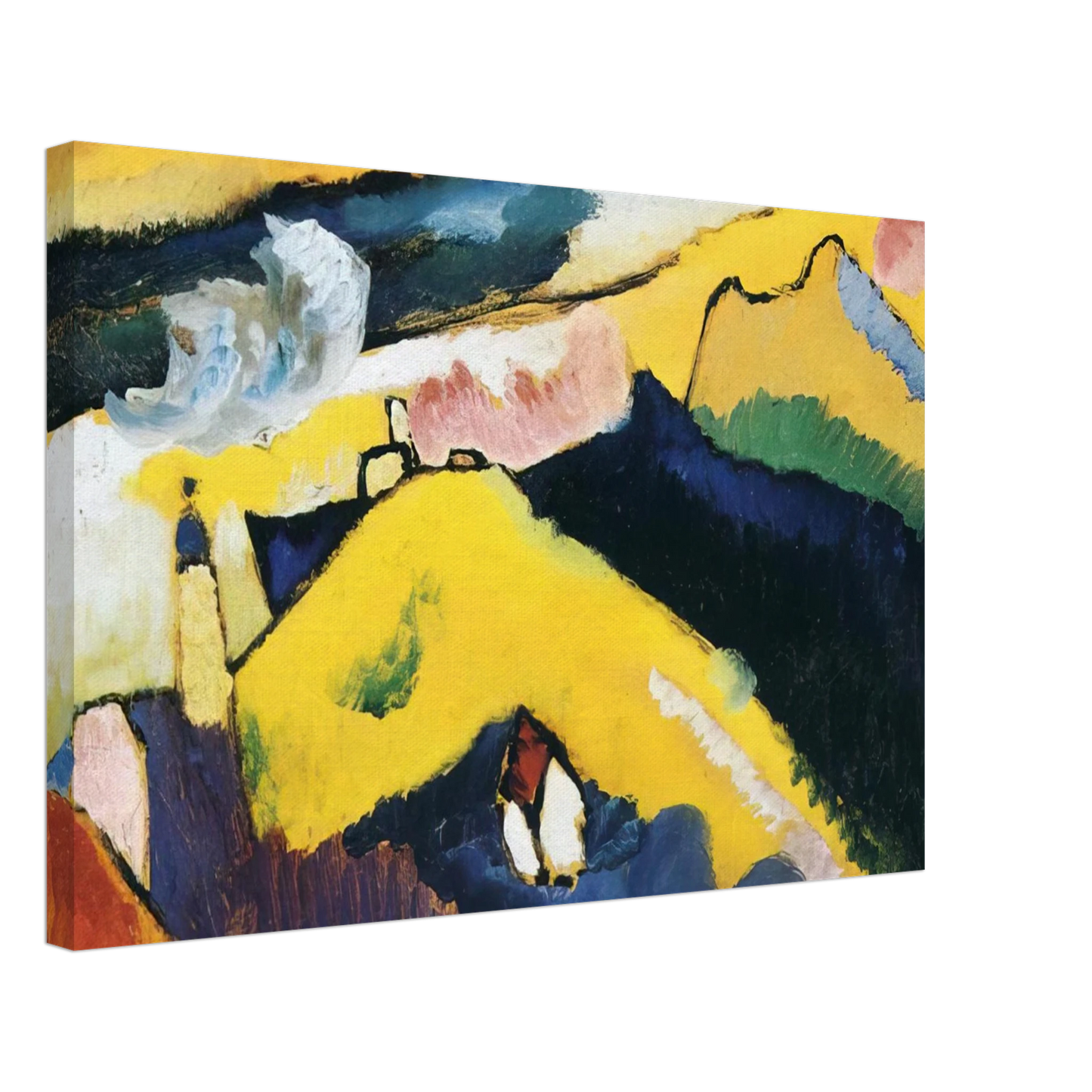 Wassily Kandinsky - MOUNTAIN LANDSCAPE WITH CHURCH 1910 Canvas - 70x100 cm / 28x40 inches-canvas