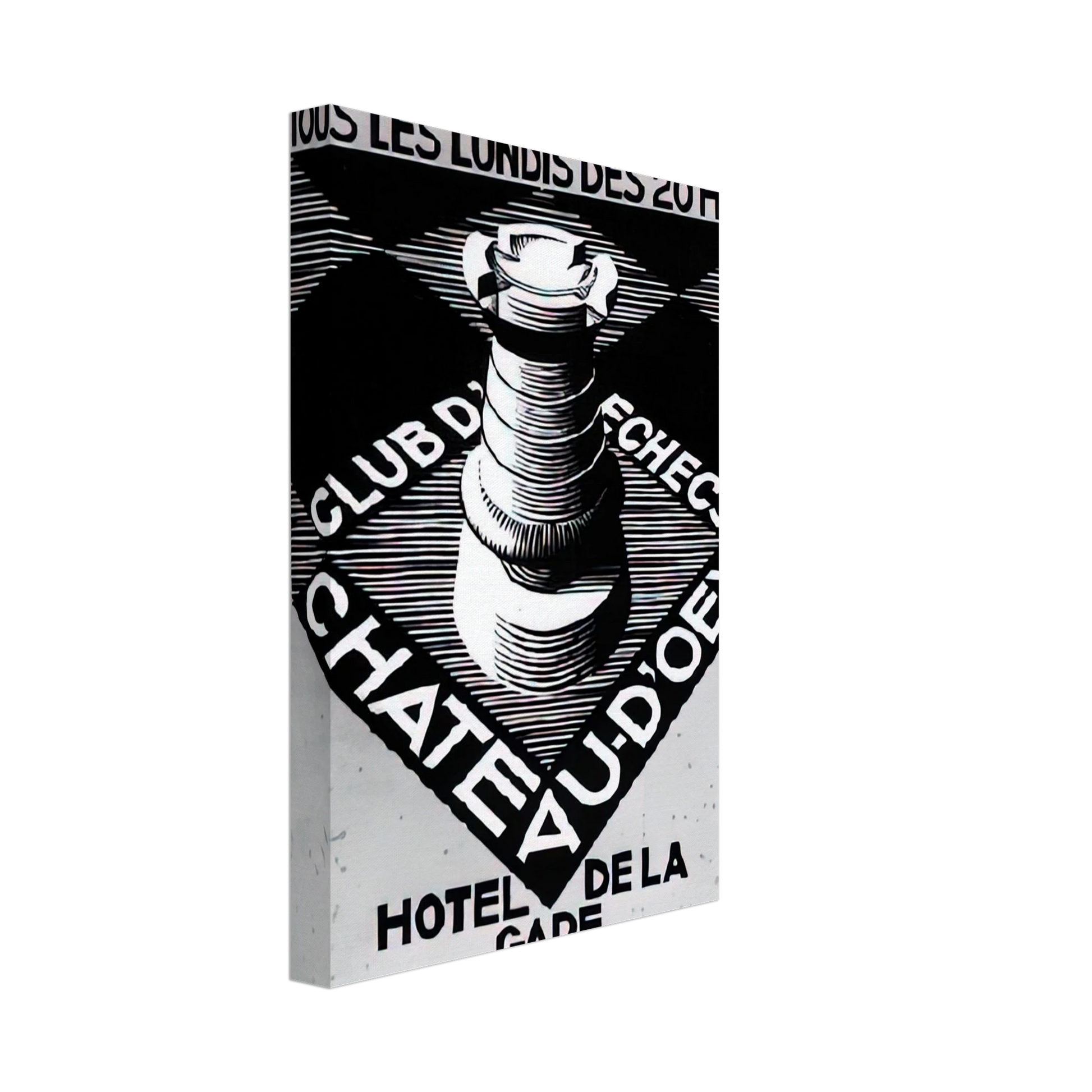 MC Escher - ADVERTISEMENT CHESS CLUB CHATEAU DOEX JULY 1936 1936 Canvas - 40x60 cm / 16x24 inches-canvas