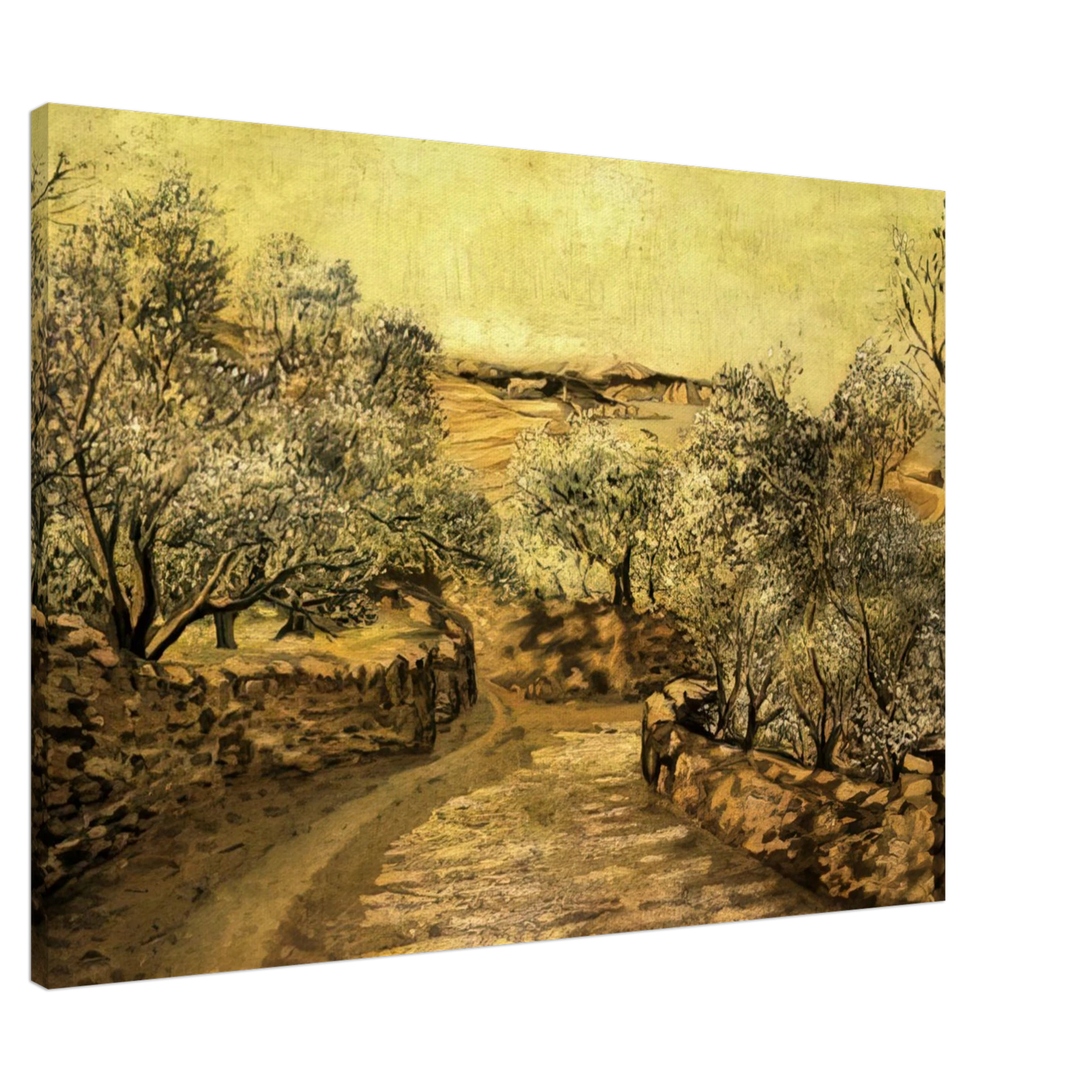 Salvador Dali - THE LANE TO PORT LLIGAT WITH VIEW OF CAP CREUS Canvas - 20x30 cm / 8x12 inches-canvas