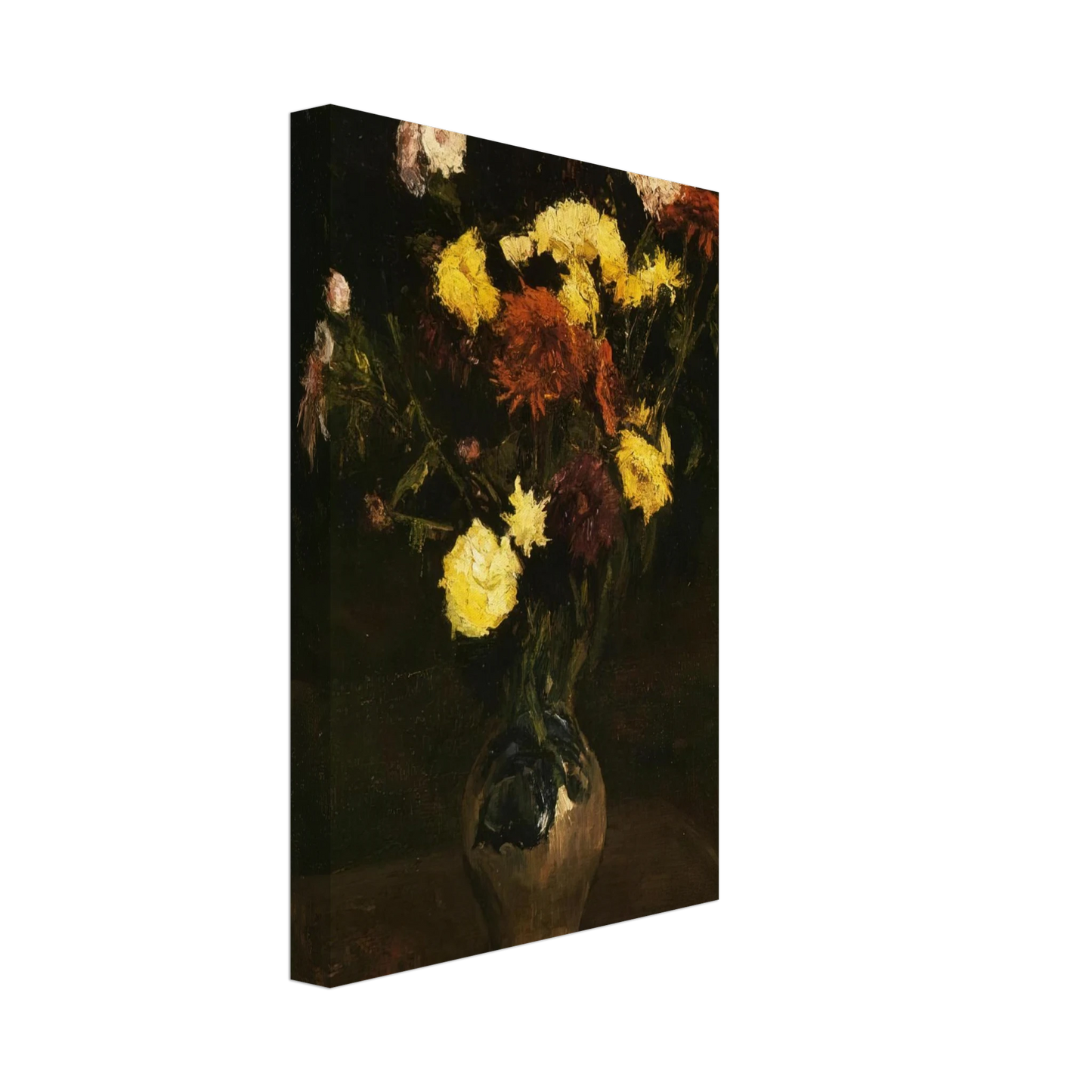 Vincent van Gogh - Basket of Carnations and Zinnias Canvas - 40x60 cm / 16x24 inches-canvas